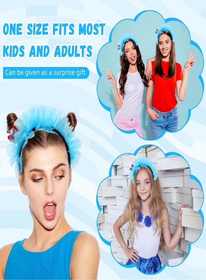جيجكسين طقم جيجكسين مكون من 3 قطع من عصابات الرأس الزرقاء الناعمة، عصابات رأس زرقاء رقيقة، زي تنكري للنساء، مجموعة إكسسوارات شعر، أغطية رأس لطيفة (نمط التول). - Image 5