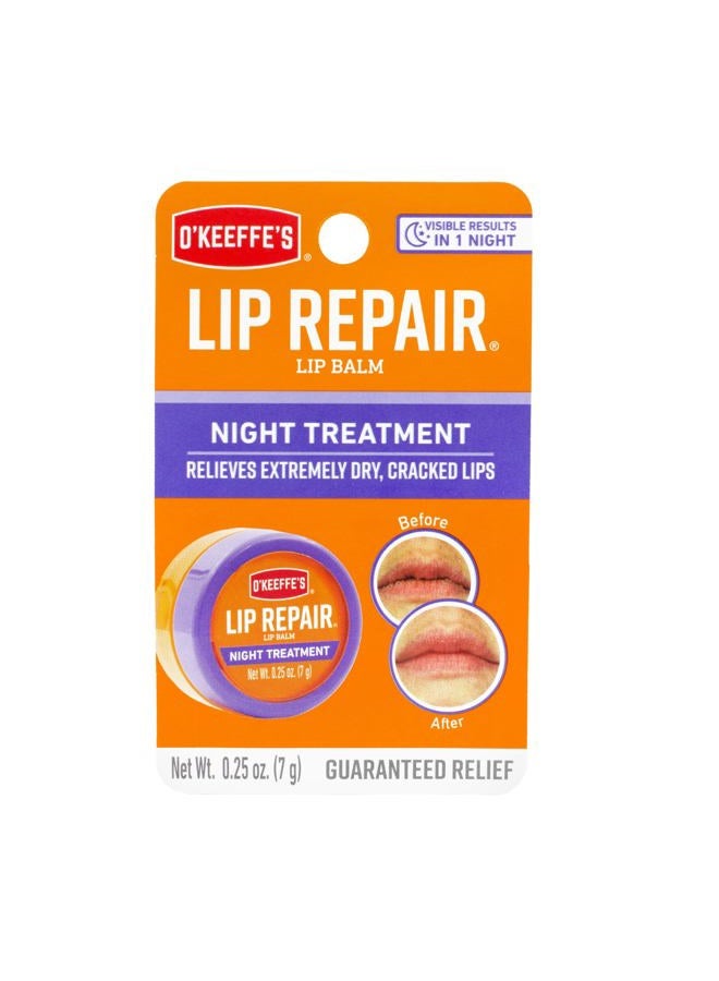 O'Keeffe's Lip Repair Night Treatment Lip Balm for Dry, Cracked Lips - 0.25 Ounce Jar (1 Pack) - Moisturizer Extremely Cracked, Dry Lips - Image 1