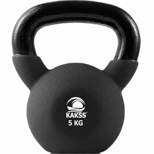 Kakss Half Coating Neoprene Kettlebell (Proudly Made in India) (BLK, 5KG) - Image 1