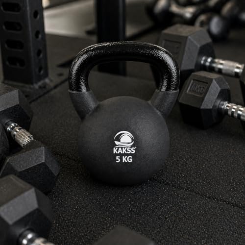 Kakss Half Coating Neoprene Kettlebell (Proudly Made in India) (BLK, 5KG) - Image 3