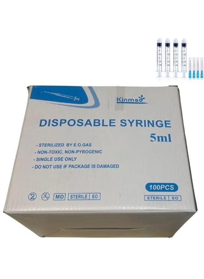 Kinmed Disposable Sterile Syringes 5ml with Needle, Single Use - Pack of 100 - Image 2