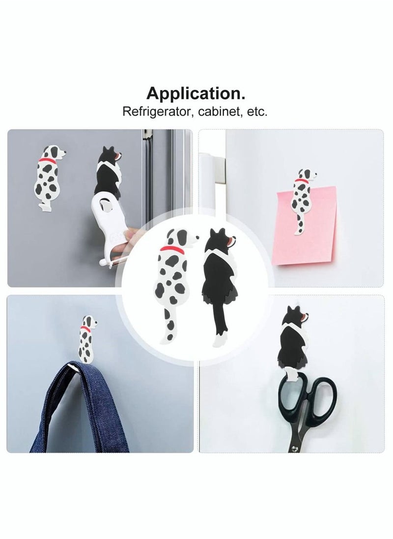 Y&D Refrigerator Magnetic Hooks, SYOSI 2Pcs Decorative Magnets Cute Animal Little Black Dog and Dalmatian, Sticker Hanging Hook for Office Classroom Kitchen  - Image 2