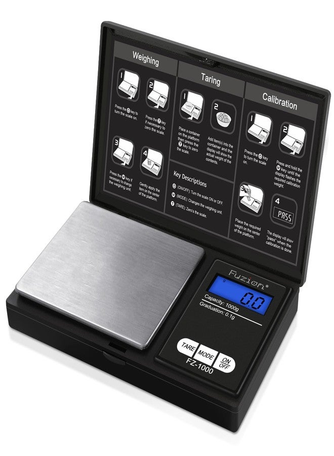 Fuzion Digital Pocket Gram Scale 1000g/0.1g, Small Digital Scales Grams Ounces Grains, Herb Scale, Jewelry Scale, Portable Travel Food Scale - Image 1