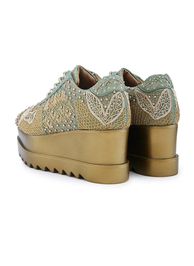 Anaar Anaar Gaia WEDGE SNEAKERS, Womens Festive, Special Occasion and Partywear Premium Shoes  - Image 3