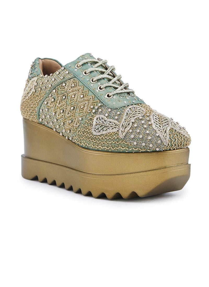 Anaar Anaar Gaia WEDGE SNEAKERS, Womens Festive, Special Occasion and Partywear Premium Shoes  - Image 1