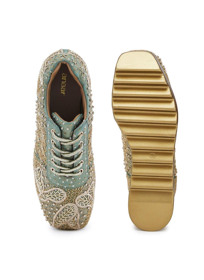 Anaar Anaar Gaia WEDGE SNEAKERS, Womens Festive, Special Occasion and Partywear Premium Shoes  - Image 5