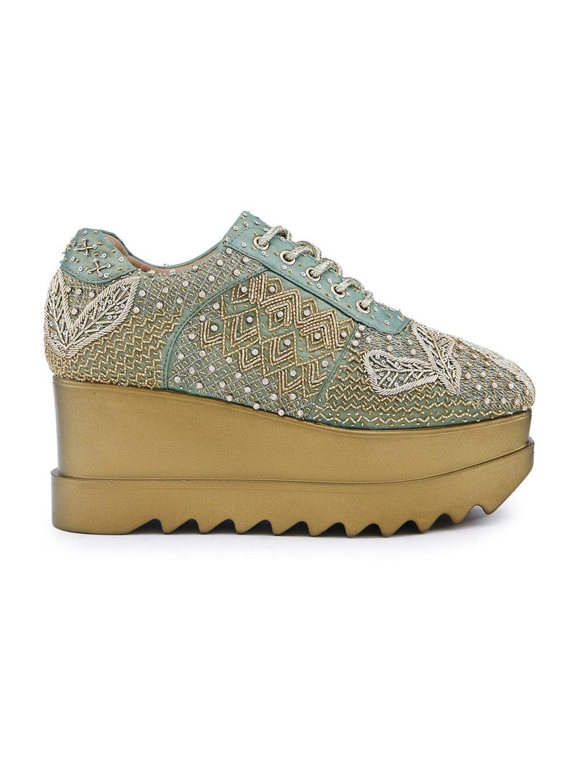 Anaar Anaar Gaia WEDGE SNEAKERS, Womens Festive, Special Occasion and Partywear Premium Shoes  - Image 2