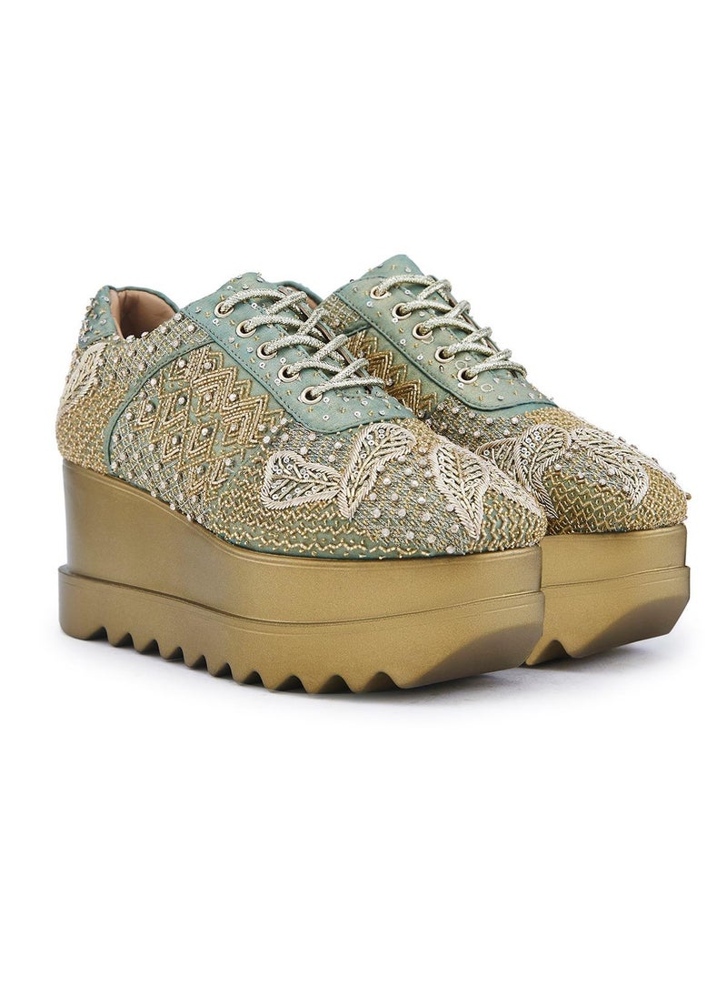 Anaar Anaar Gaia WEDGE SNEAKERS, Womens Festive, Special Occasion and Partywear Premium Shoes  - Image 4
