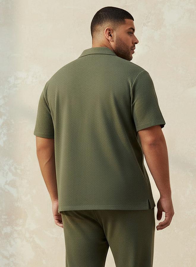 Maxim Men Regular Fit Camp Collar Textured Short Sleeve Shirt - Image 4