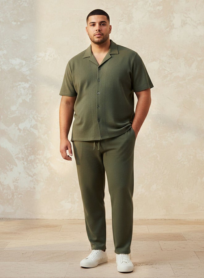 Maxim Men Regular Fit Camp Collar Textured Short Sleeve Shirt - Image 3