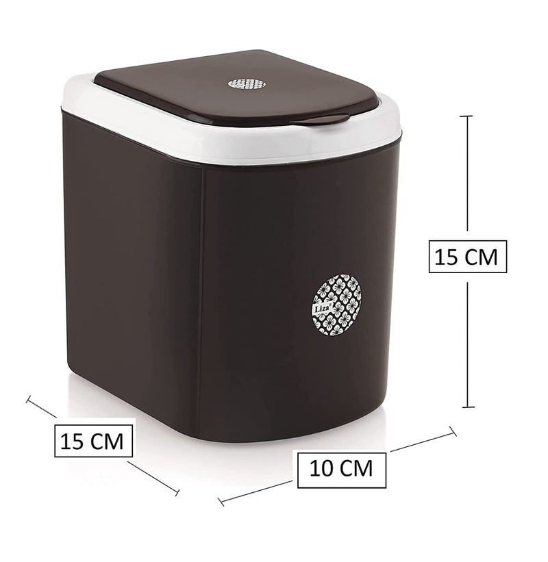 Liza Plastic Small Pull up-Lid Table Dustbin/Desk Dustbin with Attached lid (Black,Blue,Brown) - Set of 3 Pieces - Image 5