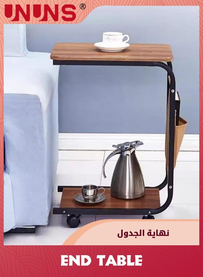 UNUNS C-Shaped End Table,Side Table For Couch And Bed,Small Couch Side Table With Storage Bag,Sturdy Slide Under Sofa Table With Metal Frame For Living Room,Bedroom  - Image 4