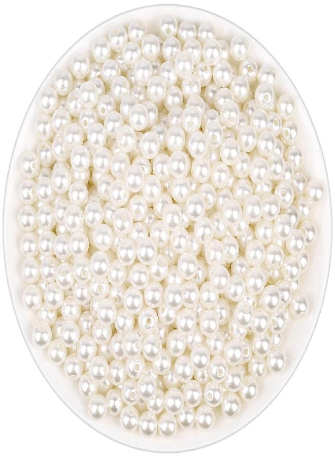 anezus Pearl Beads for Craft, 800pcs Ivory Faux Fake Pearls, 8 MM Sew on Pearl Beads with Holes for Jewelry Making, Bracelets, Necklaces, Hairs, Crafts, Decoration and Vase Filler - Image 3