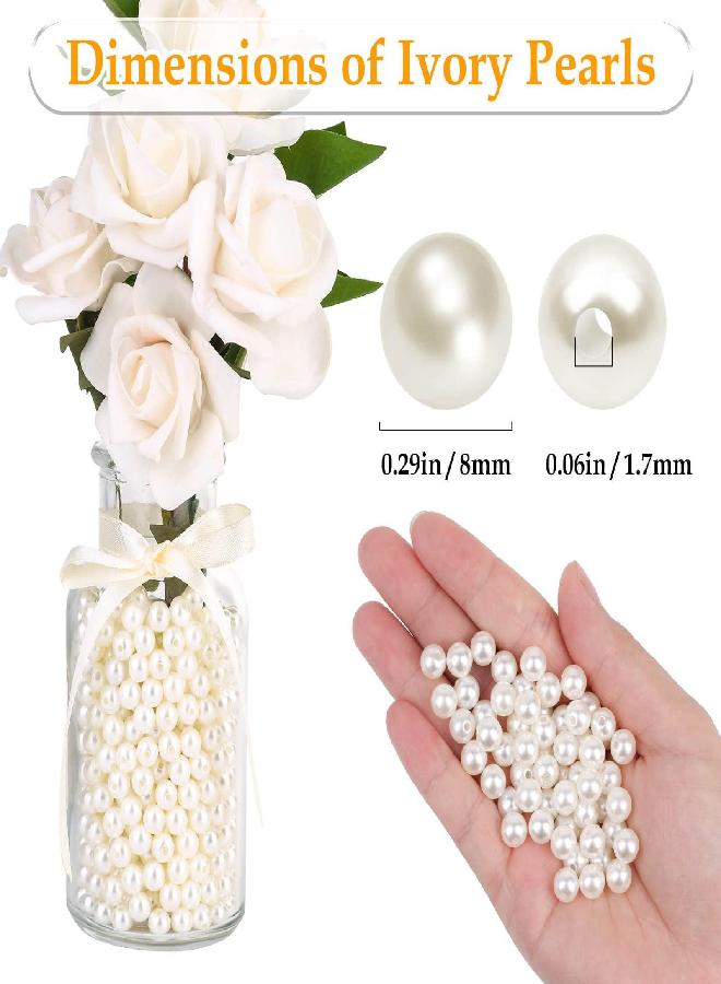 anezus Pearl Beads for Craft, 800pcs Ivory Faux Fake Pearls, 8 MM Sew on Pearl Beads with Holes for Jewelry Making, Bracelets, Necklaces, Hairs, Crafts, Decoration and Vase Filler - Image 1