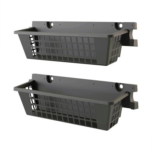 Suncast 2Pack Accessory Baskets Resin Organizers for Shed Black 25 x 725 x 7  Outdoor Storage Organization 30 lb Weight Capacity Per Shelf Basket EZ Bolt WallMount Assembly