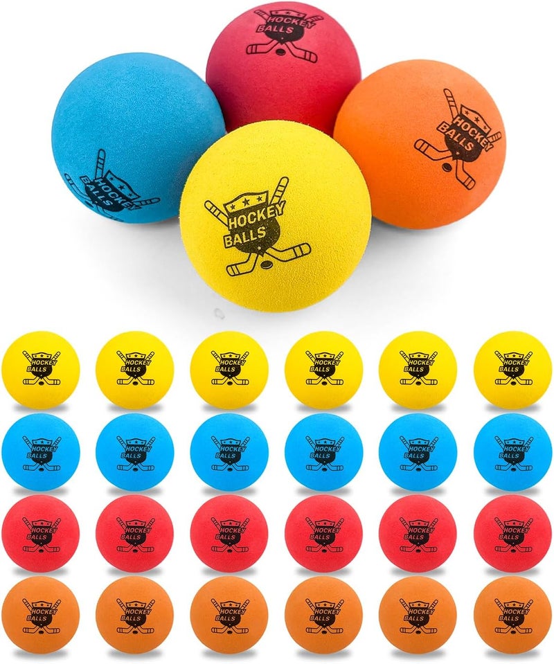 Pandahero 24-Pack Mini Knee Hockey Balls for Indoor Play – Christmas Toys Gifts & Stocking Stuffers for Toddler Kids Boys Girls – Soft Foam Balls for Floor Hockey & Mini Sticks - Image 1