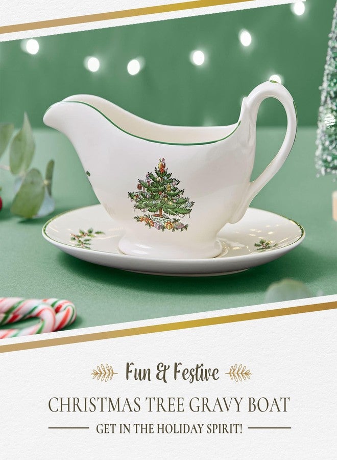 Portmeirion Spode Christmas Tree 9 Oz Gravy Boat & Stand - Festive Stoneware Sauce Boat with Tray for Holiday Gatherings, Serveware for Gravy, Sauces & Syrups - Microwave, Dishwasher & Oven Safe - Image 3