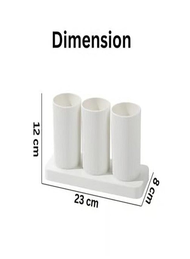 GALV Utensil Holder Caddy with 3 Compartments, Plastic Flatware Cutlery Storage Organizer Box, Countertop Caddy for Silverware, Fork, Spoon, Spatula (1 pcs)(White) - Image 2