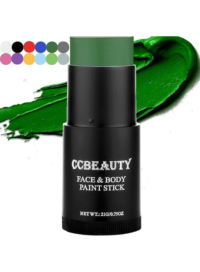 CCBeauty Green Face Body Paint Stick, Dark Green Eye Black Sticks for Sports, Grease Foundation Painting Kit, Hypoallergenic Witch Camo Hulk Hunting FacePaint Makeup Halloween Cosplay Costume Party - Image 1