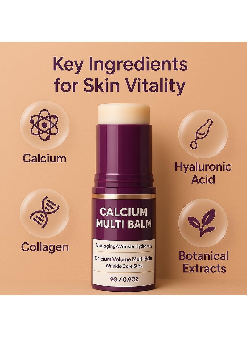 EELHOE Calcium Volume Multi Balm, Wrinkle Core Stick, Korean Collagen Moisturing Stick, Anti-aging, Hydrating, Almond&Vitamin E for Lip Balm Eye Cream Neck - Image 3