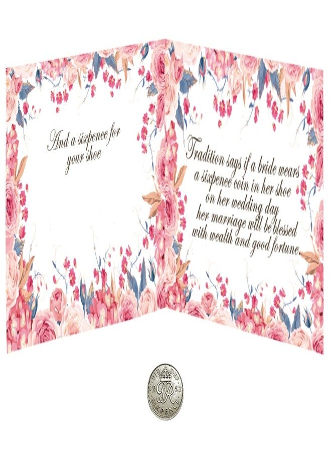 إيه أس في بي شوب متجر ASVP يقدم عملة معدنية أصلية من فئة ستة بنسات مع بطاقة ومظروف للعروس - شيء قديم، شيء جديد، شيء مستعار، شيء أزرق، وستة بنسات لحذائها - Image 2