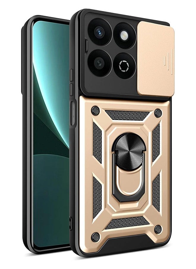 الضفدع الحقيقي - غطاء حماية لهاتف Honor X7c 4G مع حماية عدسة الكاميرا وغطاء خلفي مضاد للخدش ومضاد للصدمات وبصمات الأصابع مع حامل حلقي مغناطيسي للسيارة 360 درجة - Image 1