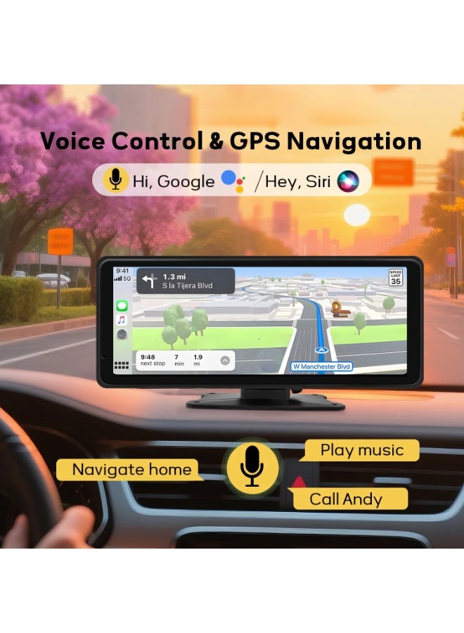 Carplay Screen for Car, 8.1" HD Portable Touch Screen Car Stereo with Android Auto, 4K Dash Cam, 1080P Backup Camera, GPS Navigation, Mirror Link, Bluetooth, AUX, FM Transmitter - Image 3