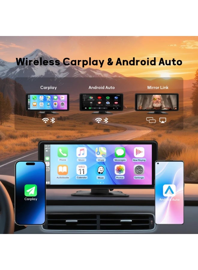 Carplay Screen for Car, 8.1" HD Portable Touch Screen Car Stereo with Android Auto, 4K Dash Cam, 1080P Backup Camera, GPS Navigation, Mirror Link, Bluetooth, AUX, FM Transmitter - Image 2