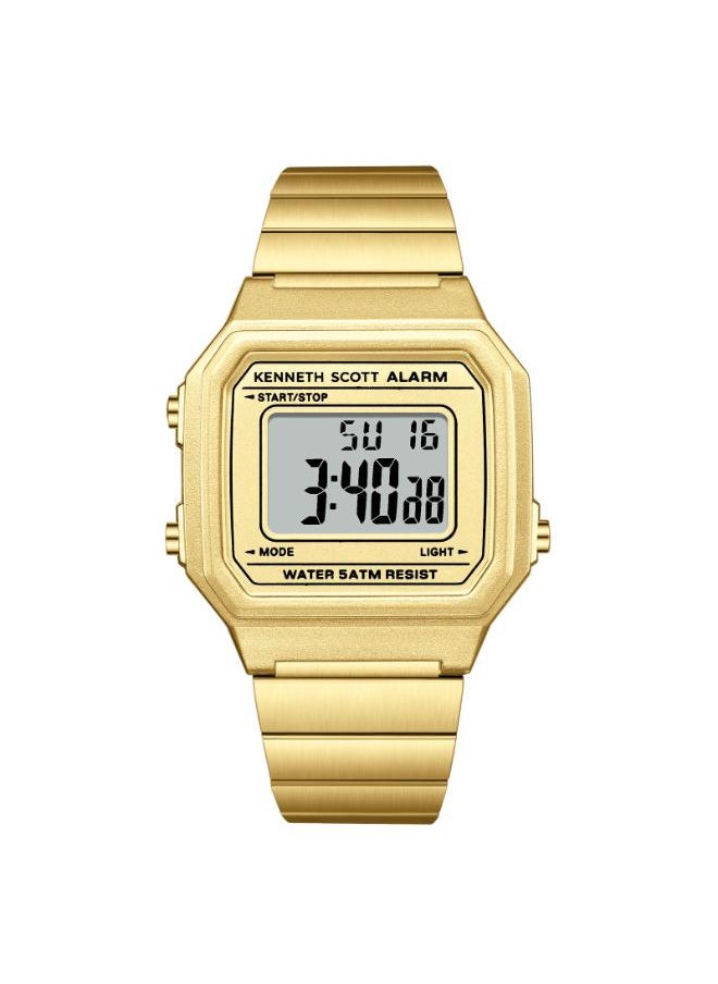 KENNETH SCOTT Women's Digital Display Watch With Gold Stainless Steel Strap - K25705-GBGC  - Image 1