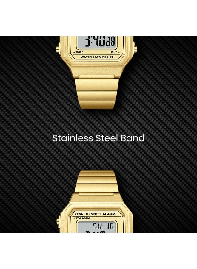 KENNETH SCOTT Women's Digital Display Watch With Gold Stainless Steel Strap - K25705-GBGC  - Image 5