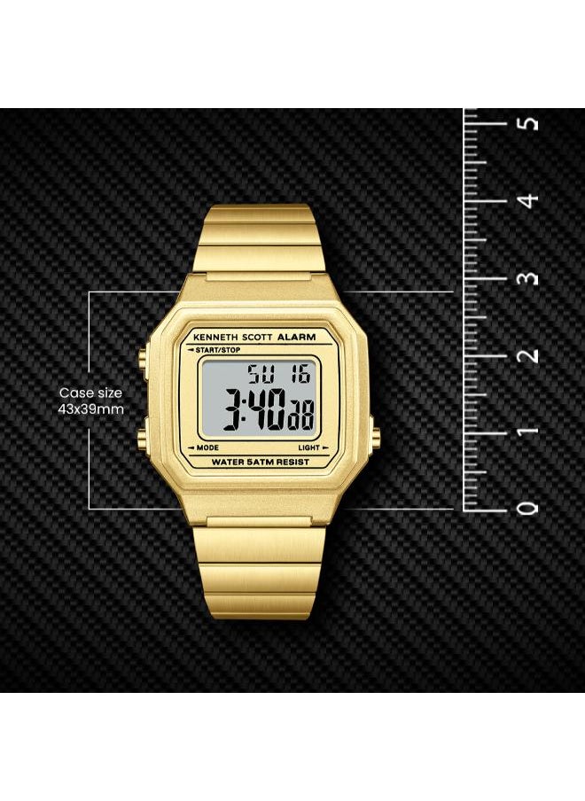 KENNETH SCOTT Women's Digital Display Watch With Gold Stainless Steel Strap - K25705-GBGC  - Image 4