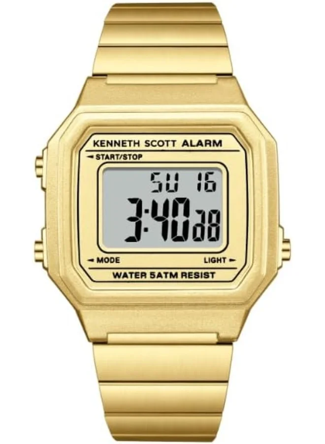 كينيث سكوت Kenneth Scott Ladies's Watch, Digital Display and Stainless Steel Strap - K25705-GBGC, Gold