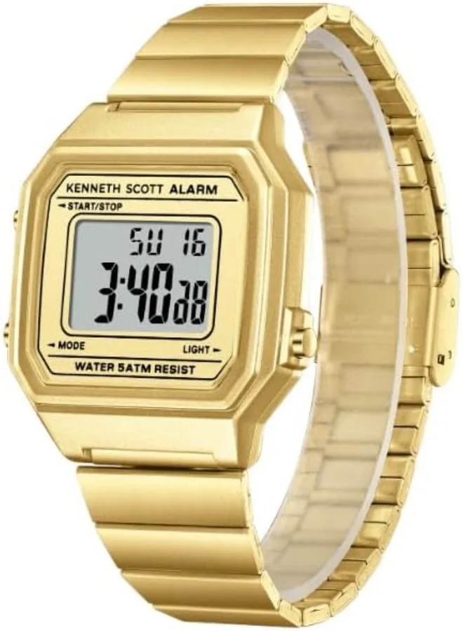 كينيث سكوت Kenneth Scott Ladies's Watch, Digital Display and Stainless Steel Strap - K25705-GBGC, Gold