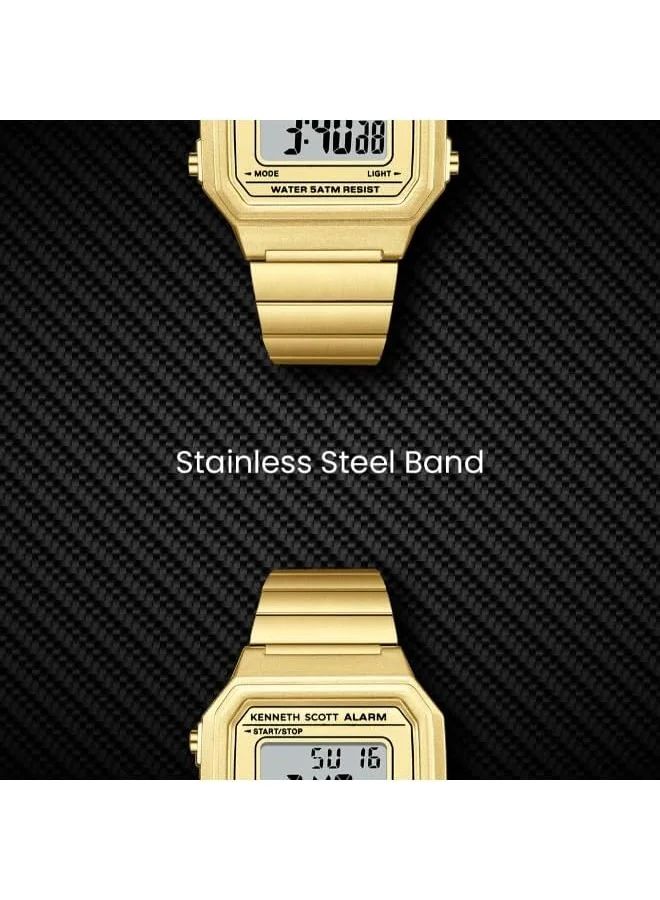 KENNETH SCOTT Kenneth Scott Ladies's Watch, Digital Display and Stainless Steel Strap - K25705-GBGC, Gold