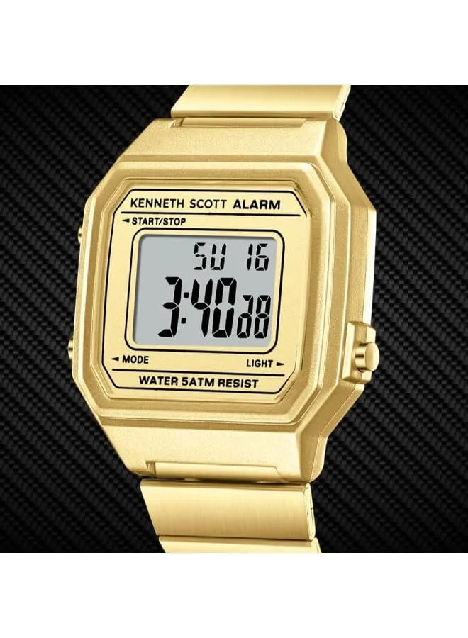 KENNETH SCOTT Kenneth Scott Ladies's Watch, Digital Display and Stainless Steel Strap - K25705-GBGC, Gold