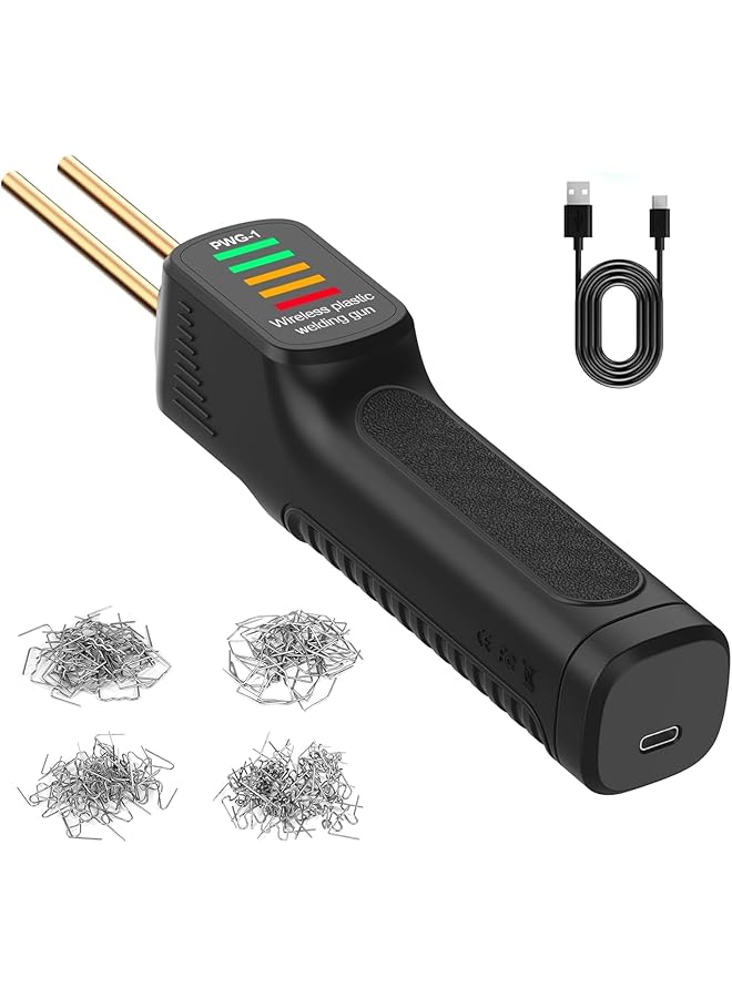 erorex Plastic Welding Kit Cordless Plastic Welder Tool Portable Plastic Welding Kit Hot Stapler With Led Light 2 In 1 Plastic Welder Soldering Gun With Weld Rods 200 Hot Staples In 4 Types - Image 1