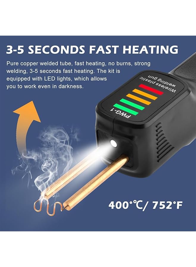 erorex Plastic Welding Kit Cordless Plastic Welder Tool Portable Plastic Welding Kit Hot Stapler With Led Light 2 In 1 Plastic Welder Soldering Gun With Weld Rods 200 Hot Staples In 4 Types - Image 3