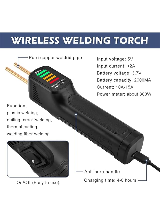 erorex Plastic Welding Kit Cordless Plastic Welder Tool Portable Plastic Welding Kit Hot Stapler With Led Light 2 In 1 Plastic Welder Soldering Gun With Weld Rods 200 Hot Staples In 4 Types - Image 5