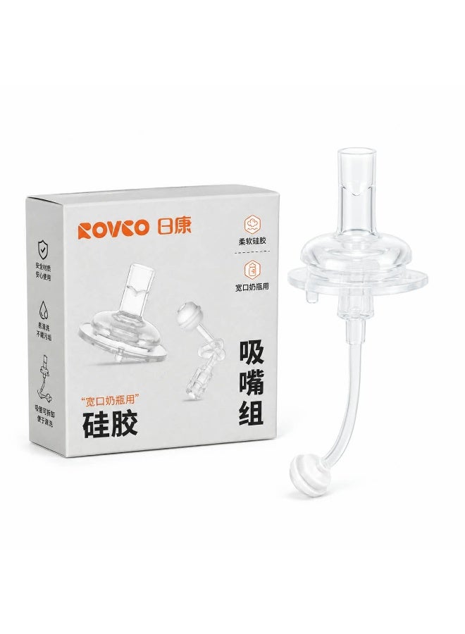 ROVCO Silicone Straw Nipple, Flexible, Food-Grade, for Wide-Neck Bottles, BPA Free, Transparent, 1 Piece - Image 1