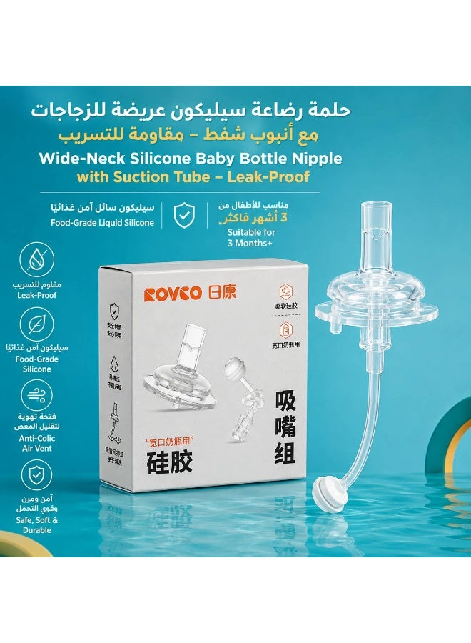 ROVCO Silicone Straw Nipple, Flexible, Food-Grade, for Wide-Neck Bottles, BPA Free, Transparent, 1 Piece - Image 3