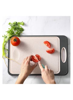 Chabeia Double-Sided Cutting Board – 16”x11” 304 Stainless Steel and Food-Grade Rice Husk Fiber, Wheat Straw PP Chopping Board with Easy-Grip Handle  - Image 3