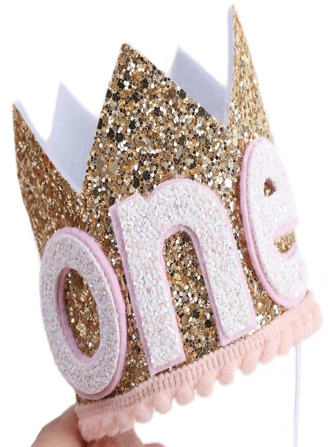 WAWOO Glitter Crown for 1st Birthday - First Birthday Crown, Birthday Girl Gift (ONE Golden Birthday Hat) - Image 5