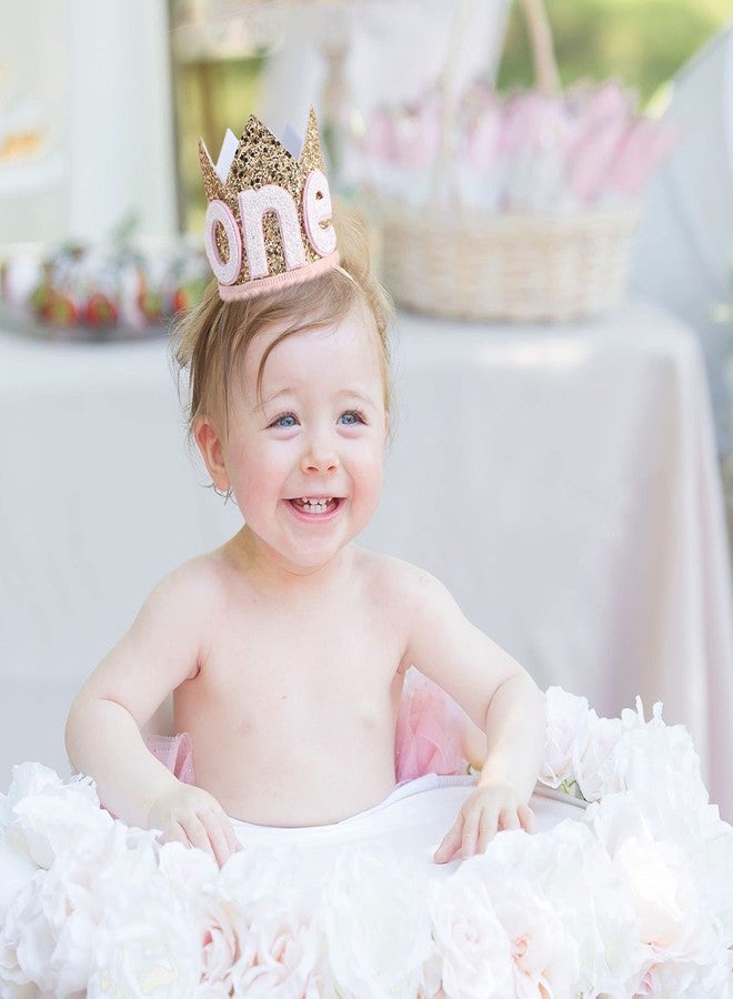 WAWOO Glitter Crown for 1st Birthday - First Birthday Crown, Birthday Girl Gift (ONE Golden Birthday Hat) - Image 3
