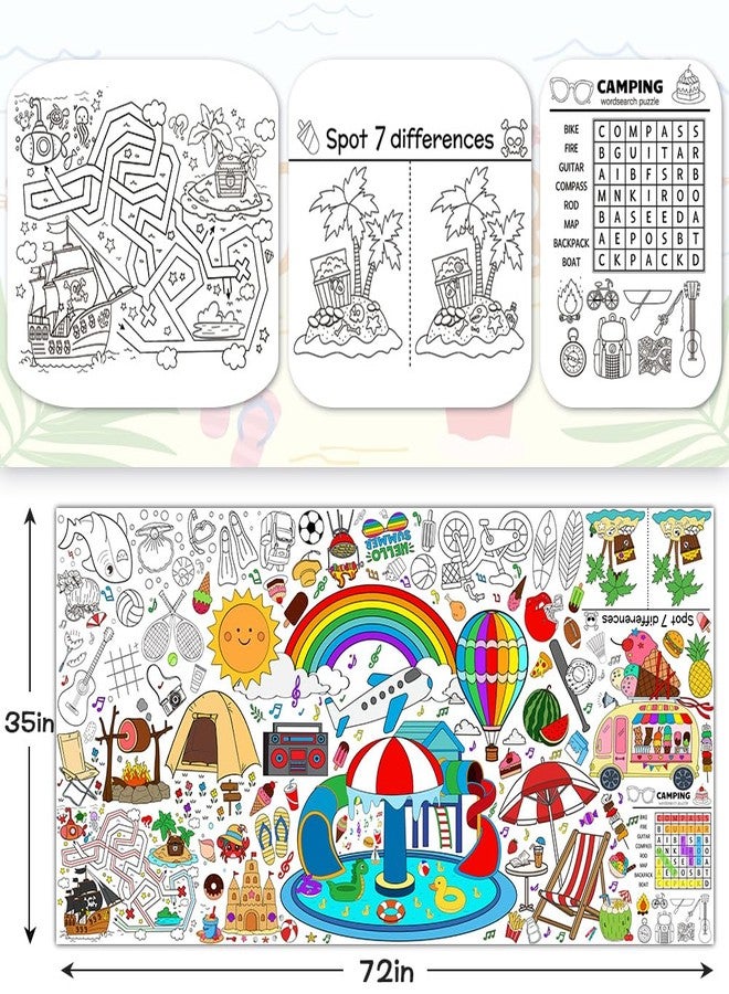 SPERINGEEN Summer Decorations, Giant Versatile Coloring Games/Activities/Table Cloth/Poster/Pages/Banner/Party Favors for Family, Classroom -Summer Crafts for Kids Party Decorations - Image 2
