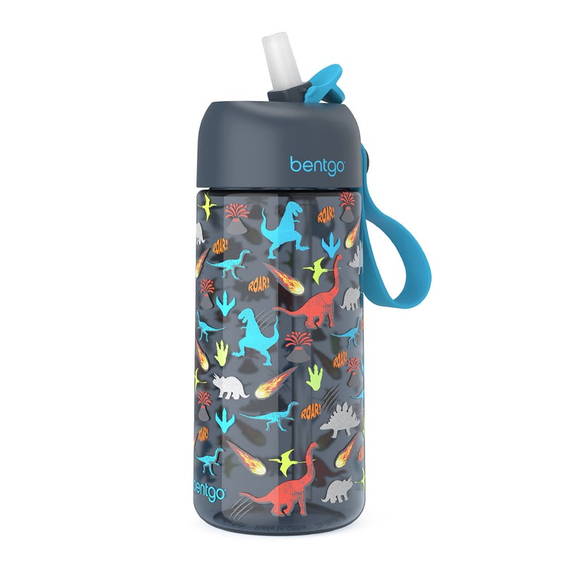 Bentgo Kids Water Bottle - New & Improved 2023 Leak-Proof  BPA-Free 15 oz. Cup for Toddlers & Children - Flip-Up Safe-Sip Straw for School  Sports  Daycare  Camp & More (Dinosaur)
