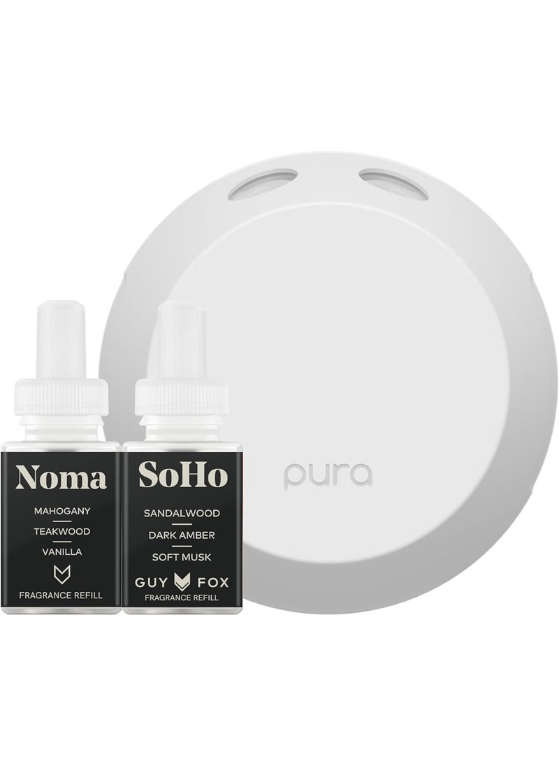 Pura - Pura Smart Home Fragrance Device Starter Set - Pura 4 - Scent Diffuser for Home - Includes Fragrance Aroma Diffuser - Square Box, SoHo and Noma Scent Refills - Image 1