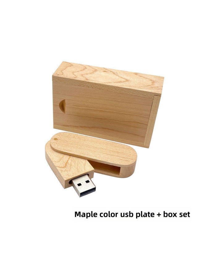 Bamboo Wood U Disk 16g32g Rotating Bamboo Wood U Disk Laser Carved LOGO Ebony Maple Walnut Material-Color:Maple Color U Disk + Box-Capacity:USB3.0 32GB  - Image 1