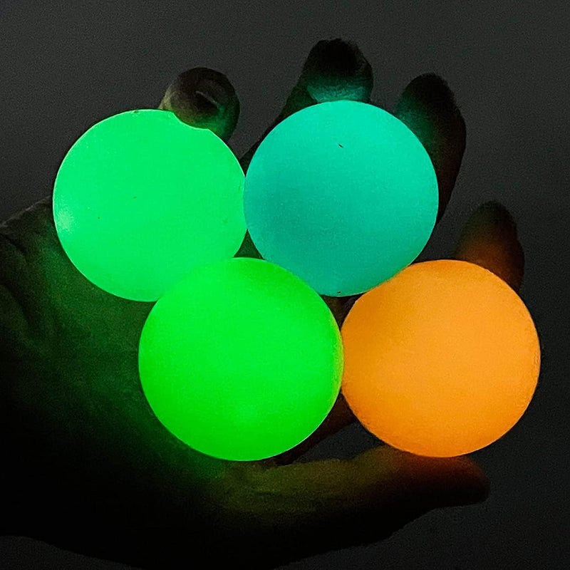 KASTWAVE Luminous Sticky Balls, 4Pcs Glowing Balls, Ceiling Balls Glow in The Dark, Balls for Kids and Adults, Sticky Balls, to The Wall and Roof, Party Favors, Party Supplies for Relax - Image 1