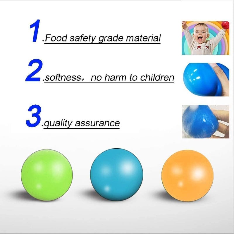KASTWAVE Luminous Sticky Balls, 4Pcs Glowing Balls, Ceiling Balls Glow in The Dark, Balls for Kids and Adults, Sticky Balls, to The Wall and Roof, Party Favors, Party Supplies for Relax - Image 3