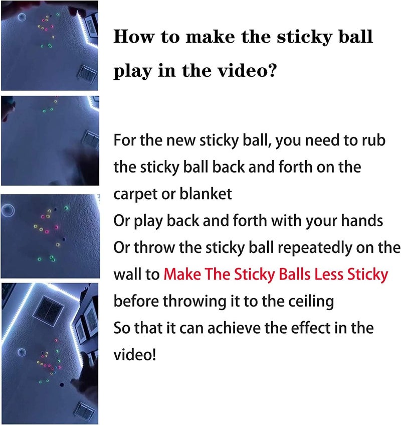 KASTWAVE Luminous Sticky Balls, 4Pcs Glowing Balls, Ceiling Balls Glow in The Dark, Balls for Kids and Adults, Sticky Balls, to The Wall and Roof, Party Favors, Party Supplies for Relax - Image 4